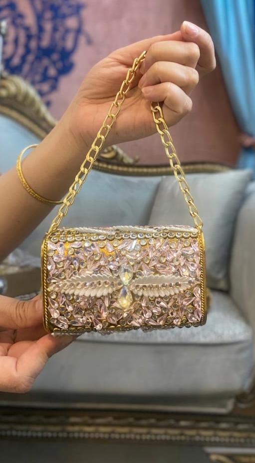 Fancy Beaded Gold Shoulder Bag