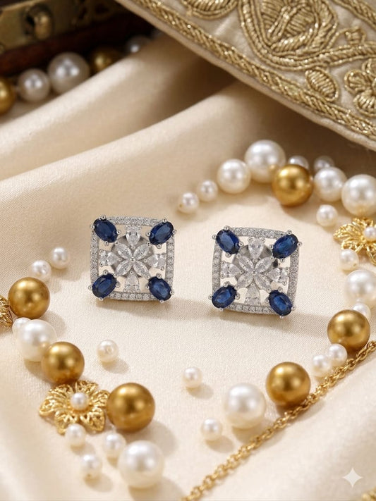 Bar Galaxy ( Silver plated one carat) Earrings