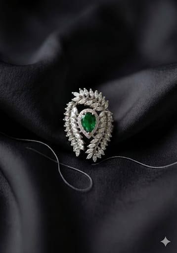 Onyx Leaf Elegance Ring
