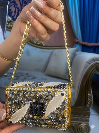 Pearl‑Embellished Night Glam Purse