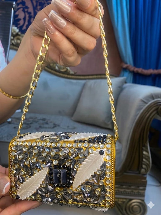 Pearl‑Embellished Night Glam Purse