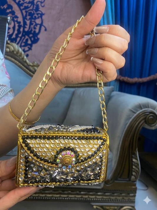 Pearl‑Embellished Night Glam Purse