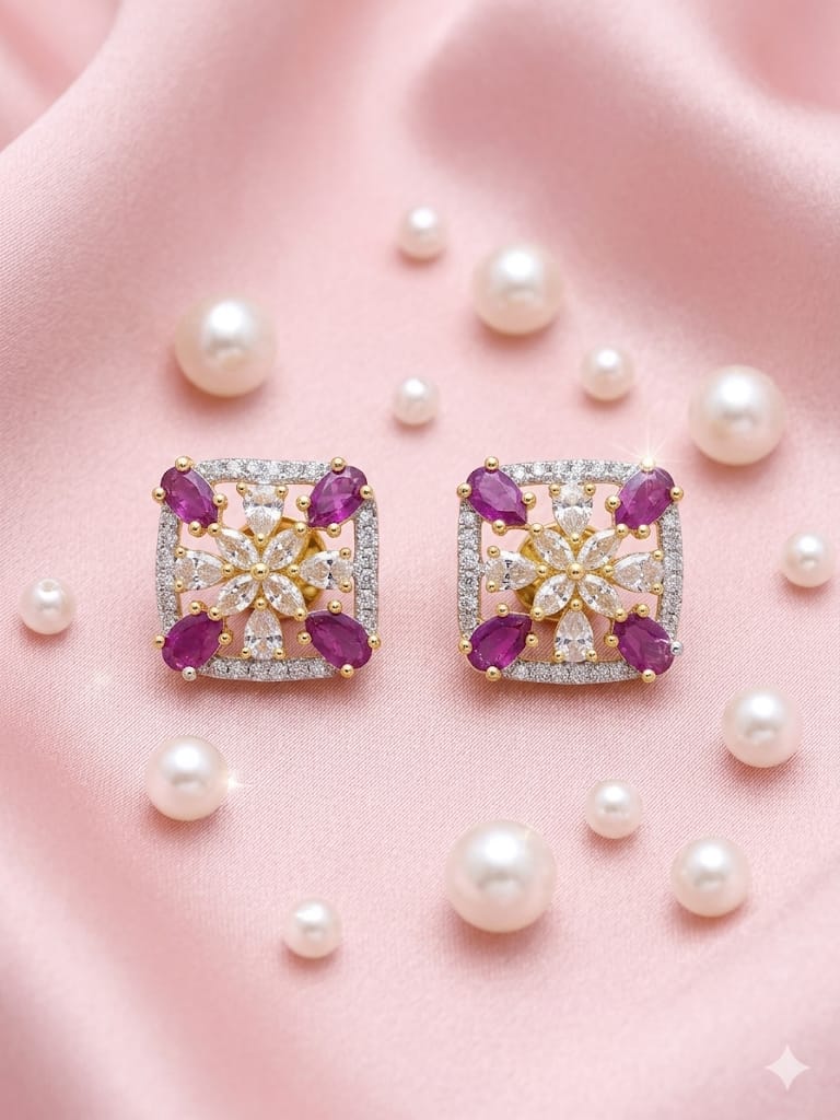Bar Galaxy ( Silver plated one carat) Earrings