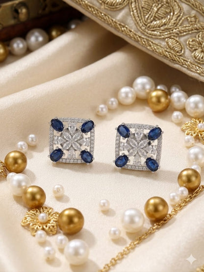 Bar Galaxy ( Silver plated one carat) Earrings