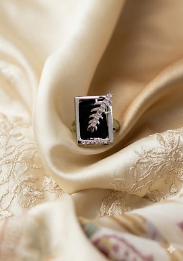 Noir Fern Statement Ring